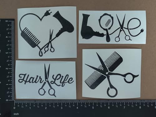 Slaced Hair Stylist Decal 4 Pack Small ~3.5" - Black Hairdresser Wall Decor