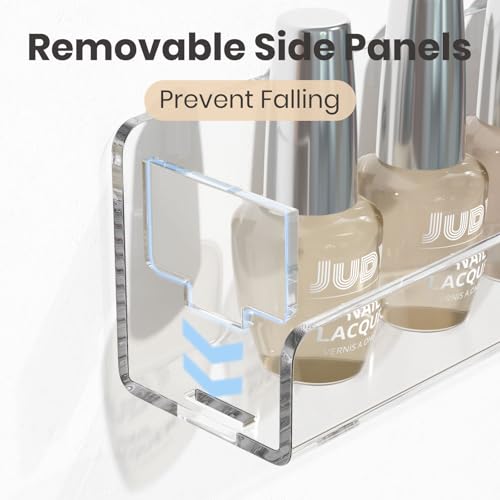 NIUBEE 15 Inch Wall Mounted Nail Polish Organizer - 6 Clear Shelves Pack