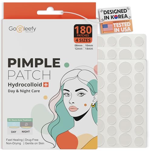 GoGleefy 180 Pimple Patches for Face – Invisible Hydrocolloid Acne Spot Treatment, Day & Night Skin Healing