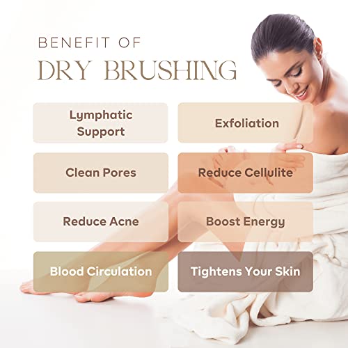 ROSENA Dry Body Brush with Curved Handle & Natural Bristles - Exfoliating Skin Care Tool