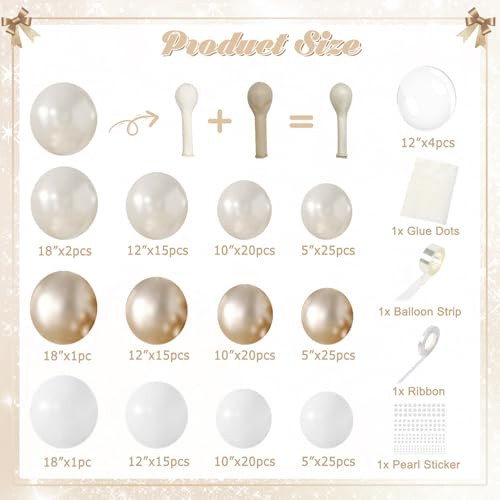 Pearl Champagne Gold & White Balloon Garland Arch Kit
