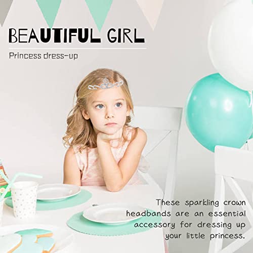 Cinaci 5 Pack Sparkly Rhinestone Silver Metal Headbands for Women Girls Brides - Variation S2