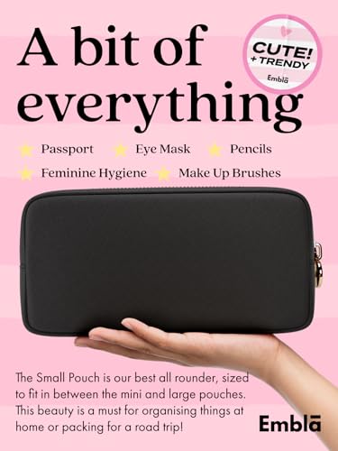 Embla Small Black Travel Cosmetic Pouch – Nylon Makeup Bag & Toiletry Organizer