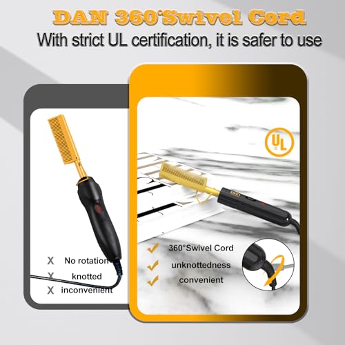 DAN Technology Portable Hot Comb with Dual Voltage & Fast Heating