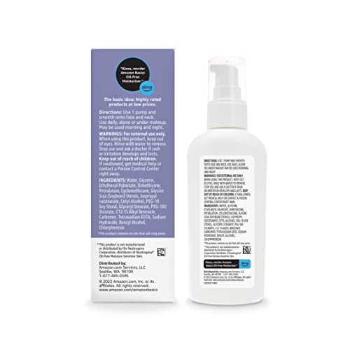 Amazon Basics Oil-Free Facial Moisturizer for Sensitive Skin, 4 oz (Pack of 3)