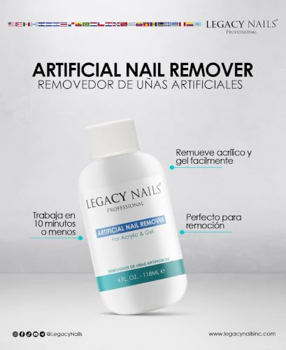 Legacy Nails Artificial Nail Remover 8 Fl Oz - Quick Gel & Acrylic Removal