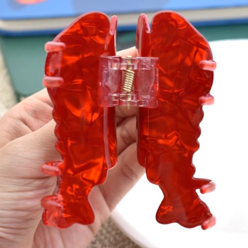 Lobster Shape Hair Claws for Medium Thick Hair - Red Clips