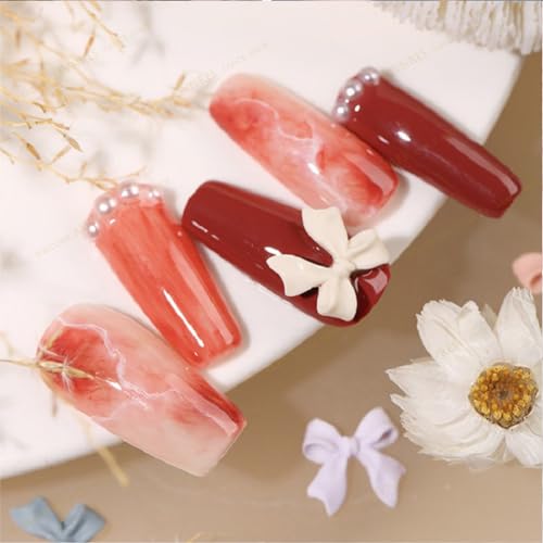 100 Pcs Bow Nail Charm Set - Colorful 3D Butterfly & Pearl Bows