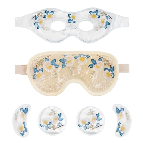 LEOSTEP Camellia Cooling Eye Mask Set - Reusable Gel Pads for Puffiness & Headache Relief
