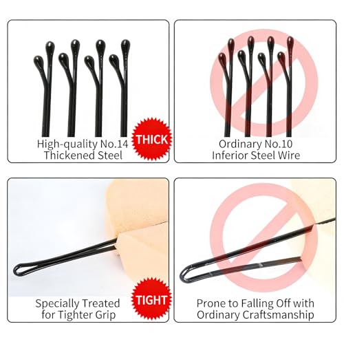 100 Pcs Black Bobby Pins - Non-Slip Hair Clips for All Hair Types