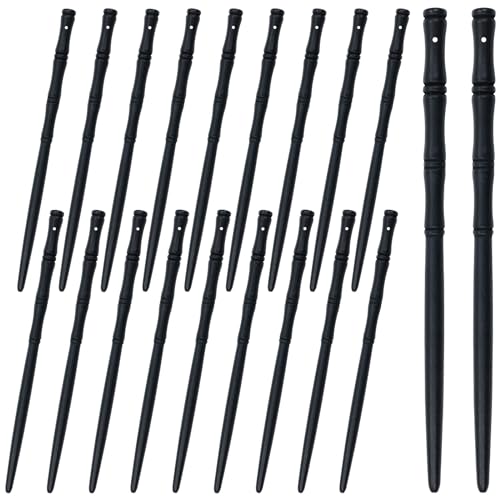 Lawie 20 Pcs 7-Inch Black Retro Wooden Hair Sticks for Buns & Updos