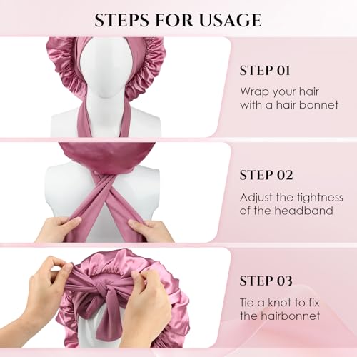 Reversible Satin Bonnet for Women - Adjustable Double Layer Sleep Cap