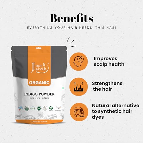 Just Jaivik 100% Organic Indigo Powder for Hair Color - 227g