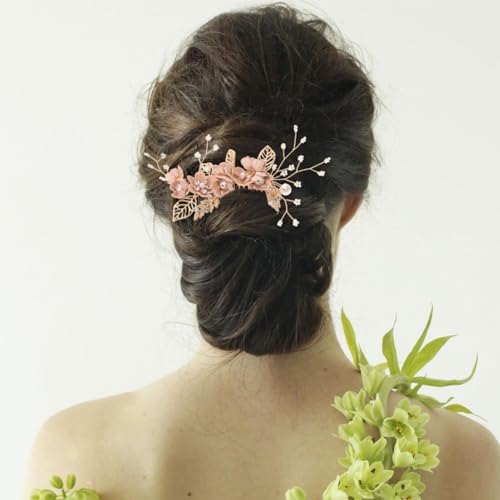 NUOBESTY Bridal Hair Clips - 4 Pcs Rhinestone Floral Combs for Weddings