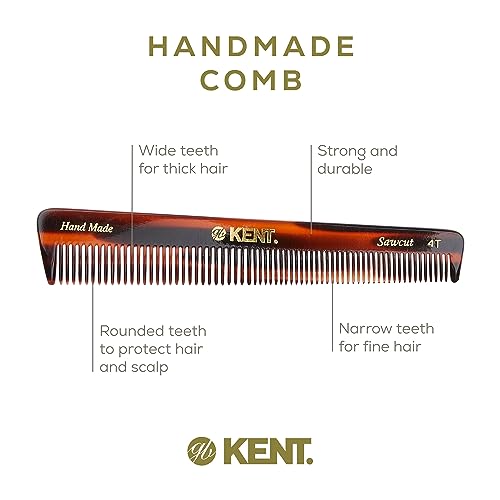 Kent 4T 6 Inch Double Tooth Comb - Fine and Wide Tooth Grooming Comb