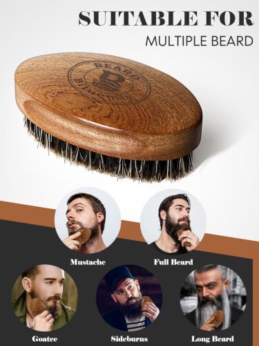 Bituemly Beard Grooming Kit: Boar Bristle Brush, Wooden Comb & Scissors