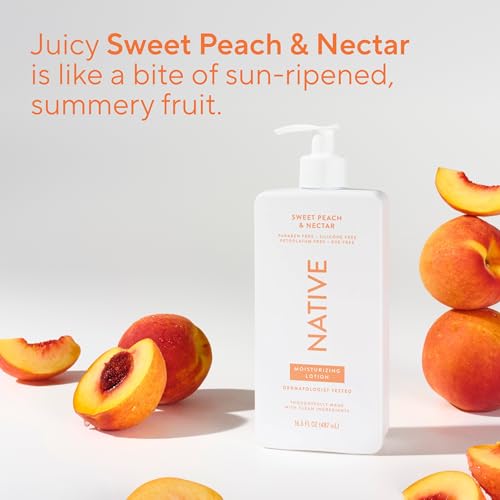 Native Body Lotion - Sweet Peach & Nectar for Sensitive Skin, 16.5 fl oz
