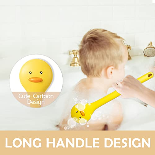 Tuklye Baby Bath Brush with Soft Nylon Bristles & Long Handle - Kid-Friendly 14 Inch Yellow Duck Design