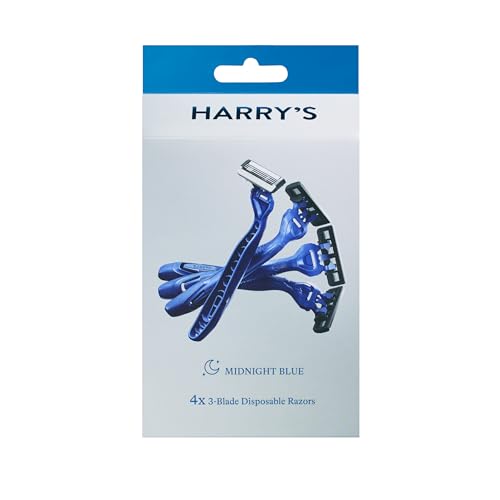 Harry's Men's Disposable Razors - 3-Blade with Lubricating Strip, 4 Count