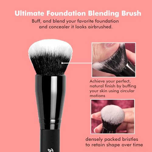 Professional Blending Makeup Brush Set for Foundation, Blush & Bronzer - Vegan Cruelty-Free