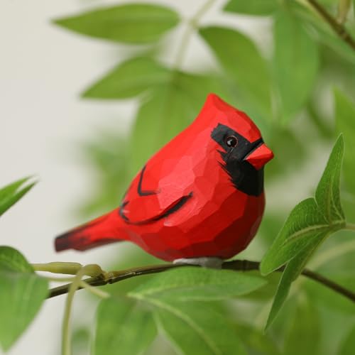 Handcrafted Red Cardinal Figurine – Eco-Friendly Wooden Bird Decor