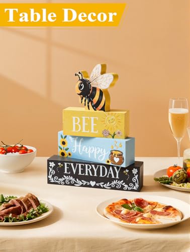 Bee Wooden Tabletop Decor - Bee Happy Everyday Sign for Home