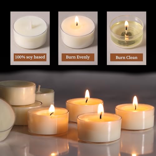 25-Pack Soy Tealight Candles - 6 Hour Clean Burn, Unscented