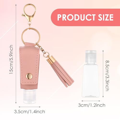 2Pcs Portable Leather Hand Sanitizer Holder, Travel Size Keychain