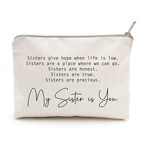 Sister Makeup Case Gift - Motivational Cosmetic Bag for Sisters