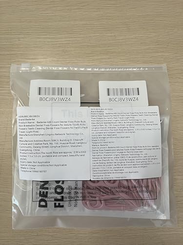 Baderke 600 Count Pink Dental Floss Picks for Adults - Portable Oral Care