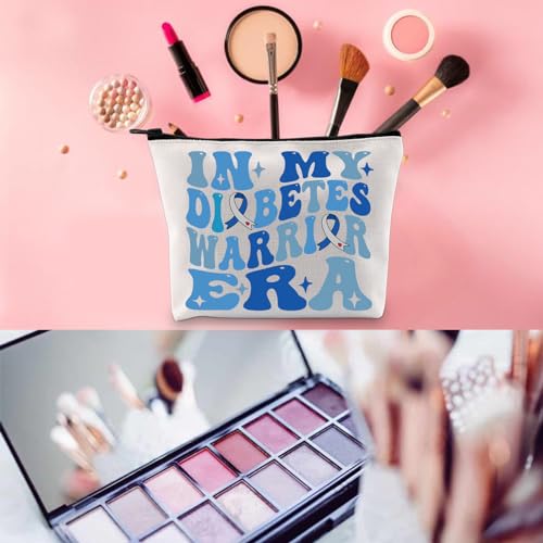 Diabetes Warrior Makeup Bag - Canvas Cosmetic Pouch Travel Organizer