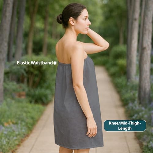 Pack of 20 Dark Grey Disposable Spa Wraps for Women - Adjustable 50 GSM Bathrobe Skirts