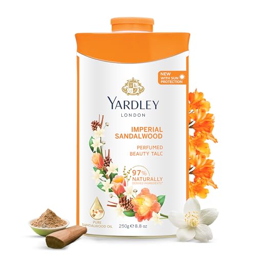 Yardley Sandalwood Perfumed Talc 250g - Soft, Spicy Fragrance for Sensitive Skin