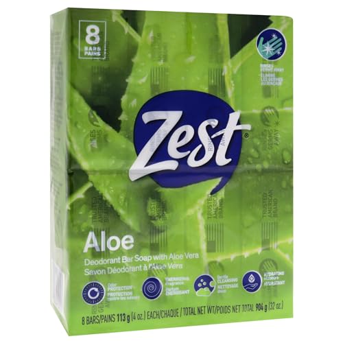 Zest Fresh Aloe Bar Soap, 4 Ounce Bath Size Bars - 8 Pack