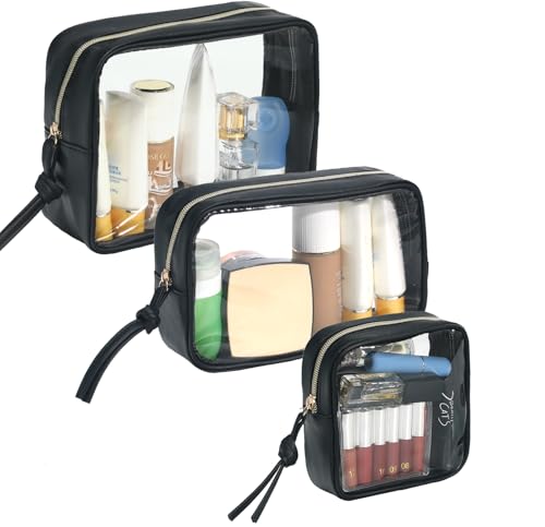 3-Piece Waterproof Travel Makeup Bag Set - Large, Medium, Small
