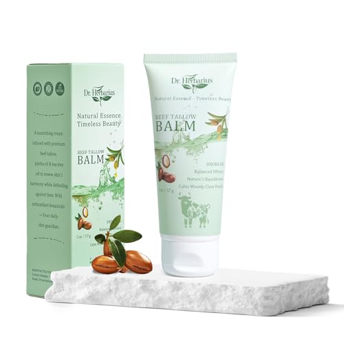 Beef Tallow Face Balm with Organic Jojoba & Herbal Fragrance, 2 Oz - Dr.Herbarius