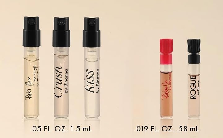 Rihanna Women's Perfume Sample Set - 5 Fragrance Vials for Travel