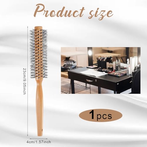 Bamboo Round Hair Brush for Blow Drying - Gentle Nylon Bristles