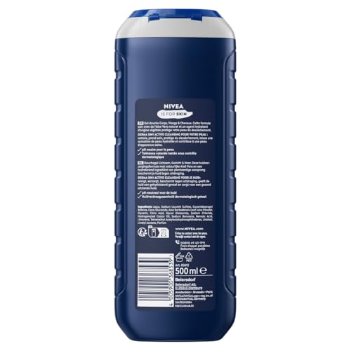 NIVEA MEN Protect & Care 3-in-1 Body, Face and Hair Shower Gel, 500ml