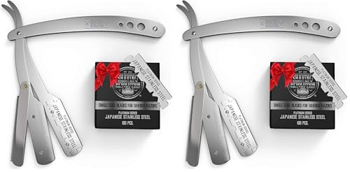 SHAVING REVOLUTION Professional Straight Edge Barber Razor Kit with 100 Blades