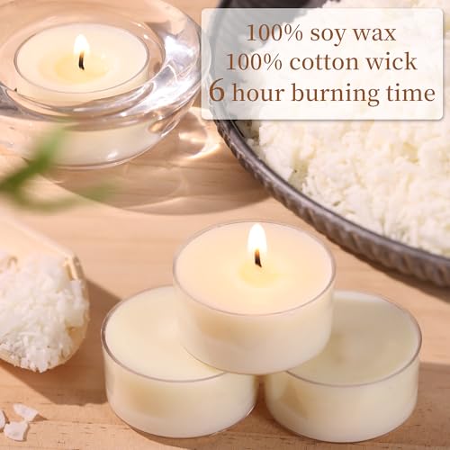 25-Pack Soy Tealight Candles - 6 Hour Clean Burn, Unscented