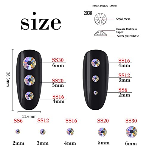 3000 SS6 2mm Flatback Rhinestones - Transparent Red AB Gems for Nail Art & Crafts