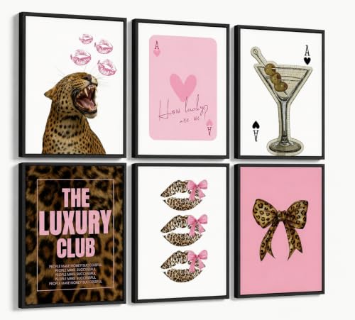 Coquette Pink Leopard Wall Art Set of 6 Prints, 8x10
