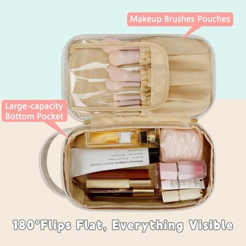 CLOUDWINGS Initial Double-Layer Makeup Bag - Waterproof Travel Organizer