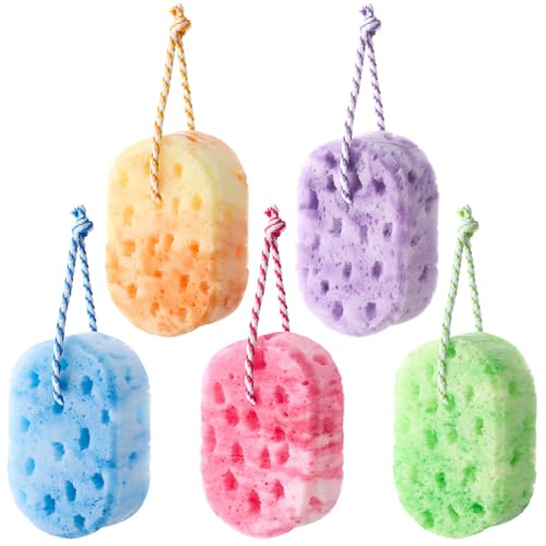 Boao 5-Pack Bright Color Soft Bath Sponges for Gentle Exfoliation