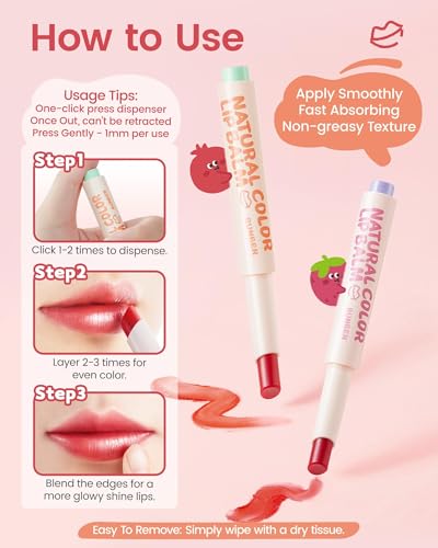 RUNBEN Kids Tinted Lip Balm - Juicy Pomegranate Lipstick