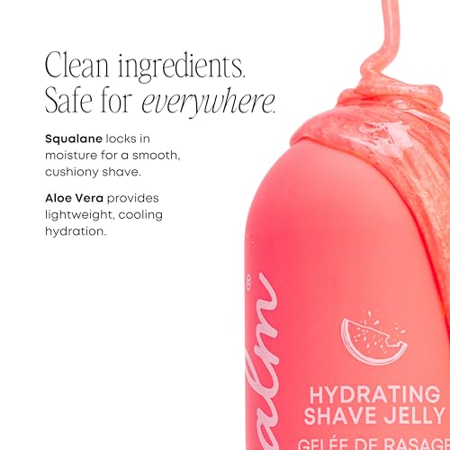 Bushbalm Hydrating Shave Jelly ? Premium Soothing Shaving Gel for Women - Squalane and Aloe Vera, Helps With Post Shave Redness ? 200ml Watermelon Sugar