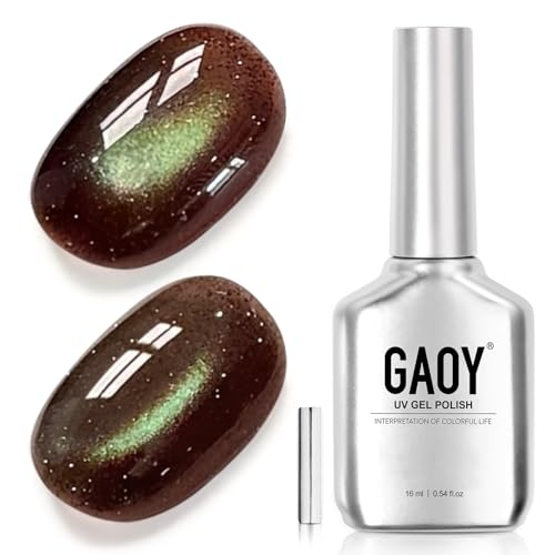 GAOY Brown Cat Eye Gel Nail Polish Set - 16ml with Magnet