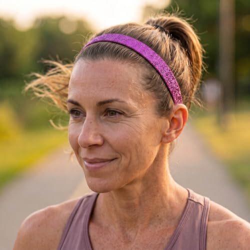 Gone For a Run Pink Glitter Non-Slip Running Headband - Adjustable Athletic Hairband