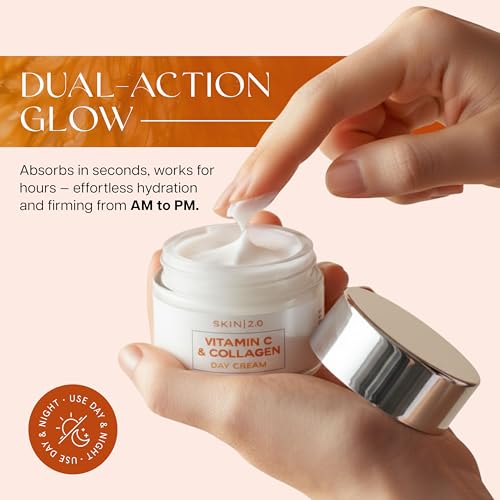 Skin 2.0 Vitamin C & Collagen Face Moisturizer Duo Pack - Anti-Aging Day & Night Cream for Radiant Skin